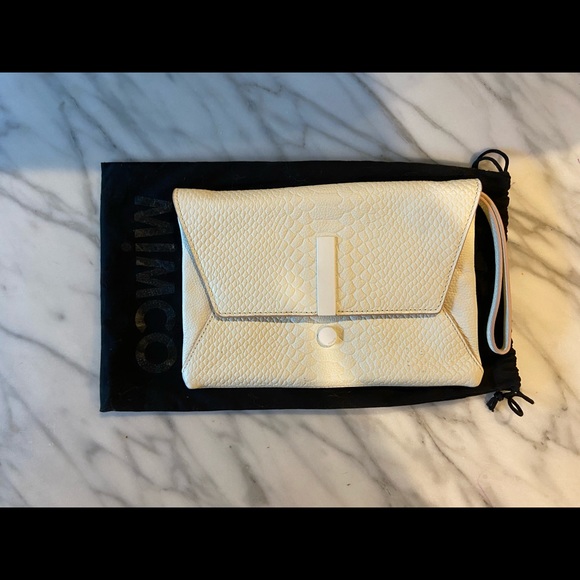 Mimco Handbags - Mimco cream envelope large pouch clutch